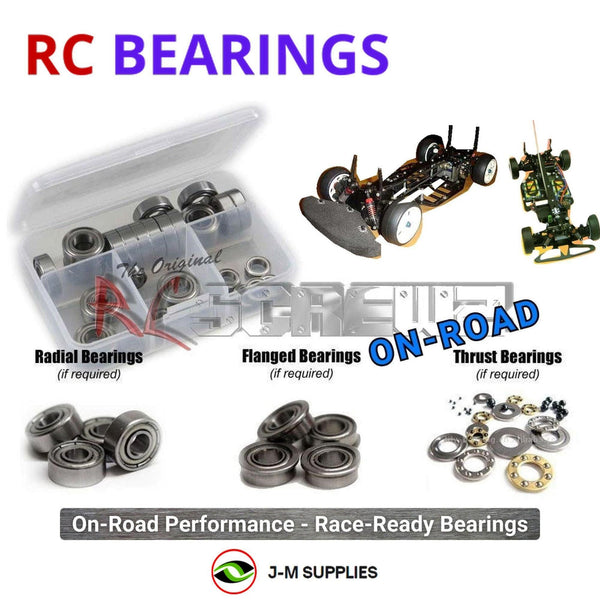 Representative image of an RCScrewZ metal-shielded bearing kit for Yokomo YR-4M / M2; exact bearing sizes and quantities vary by RC model.
