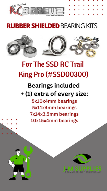 J-M SUPPLIES - RCScrewZ Rubber Shielded Bearing Kit ssd001r for SSD RC Trail King Pro #SSD00300 RC Car | UPG - 