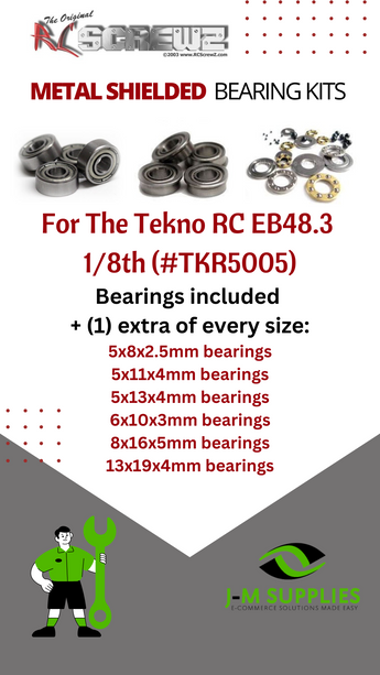 J-M SUPPLIES RC Parts Store - RCScrewZ Metal Shielded Bearing Kit tek012b for Tekno RC EB48.3 1/8th #TKR5005 RC Car | PRO