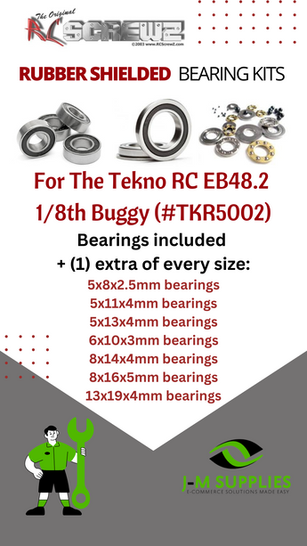 J-M SUPPLIES RC Parts Store - RCScrewZ Rubber Shielded Bearings tek006r for Tekno RC EB48.2 1/8 Buggy TKR5002 RC Car | PRO