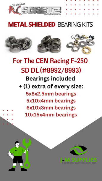 J-M SUPPLIES - RCScrewZ Metal Shielded Bearings cen030b for CEN Racing F-250 SD DL Series (#8992/93) RC Truck | UPG - 