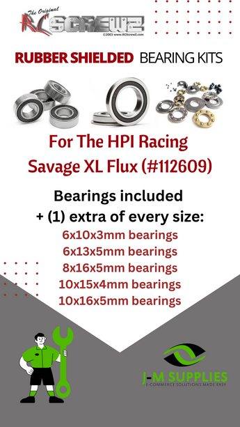J-M SUPPLIES - RCScrewZ Rubber Shielded Bearings hpi090r for HPI Racing Savage XL Flux #112609 RC Car | UPG - 