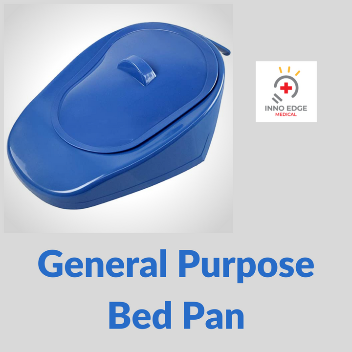 J-M SUPPLIES - InnoEdge Medical Comfort/Standard Compact Bed Pan - Autoclavable, Portable, 300 lbs Capacity, Blue - IN-BPC