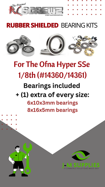 J-M SUPPLIES RC Parts Store - RCScrewZ Rubber Shielded Bearing Kit ofn068r for Ofna Hyper SSe 1/8th #14360/61 RC Car | PRO