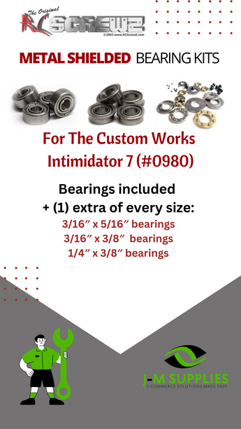 J-M SUPPLIES - RCScrewZ Metal Shielded Bearing Kit cus010b for Custom Works Intimidator 7 #0980 RC Car | SET - 