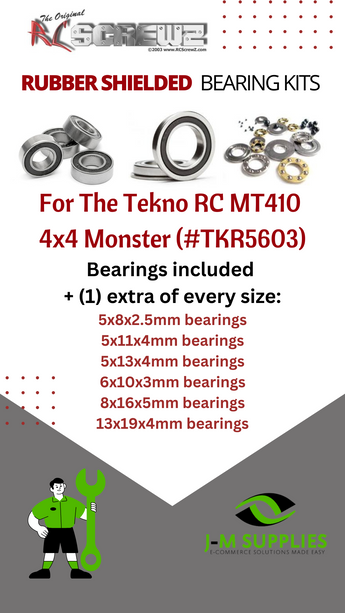 J-M SUPPLIES RC Parts Store - RCScrewZ Rubber Shielded Bearing Kit tek013r for Tekno RC MT410 4x4 Monster Truck (TKR5603) | PRO