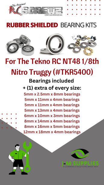 J-M SUPPLIES RC Parts Store - RCScrewZ Rubber Shielded Bearings tek004r for Tekno RC NT48 Nitro Truggy TKR5400 RC Car | PRO