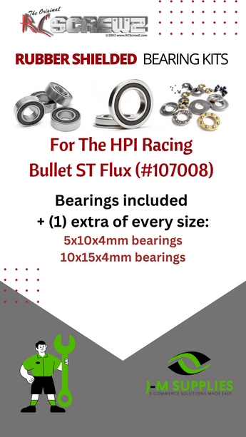 J-M SUPPLIES - RCScrewZ Rubber Shielded Bearings hpi071r for HPI Racing Bullet ST Flux #107008 RC Car | UPG - 