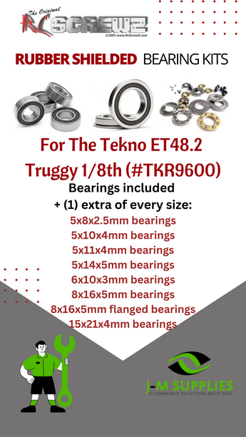 J-M SUPPLIES RC Parts Store - RCScrewZ Rubber Shielded Bearing Kit tek023r for Tekno RC ET48.2 2.0 1/8 4WD Truggy (#TKR9600) | PRO