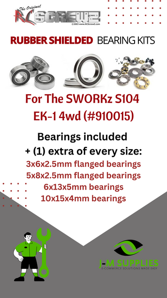 J-M SUPPLIES RC Parts Store - RCScrewZ Rubber Shielded Bearing Kit swz001r for SWORKz S104 EK-1 4wd #910015 RC Car | RCX