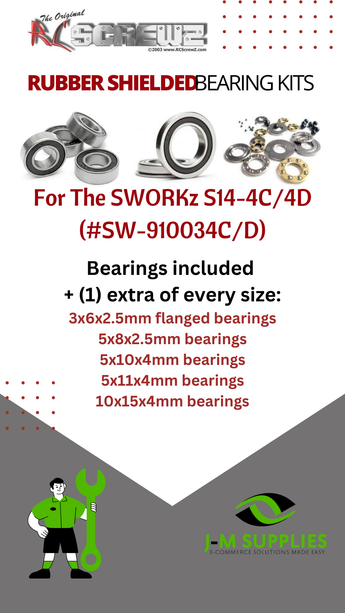 J-M SUPPLIES RC Parts Store - RCScrewZ Rubber Shielded Bearing Kit swz030r for SWORKz S14-4C/4D #SW-910034C/D RC Car | RCX
