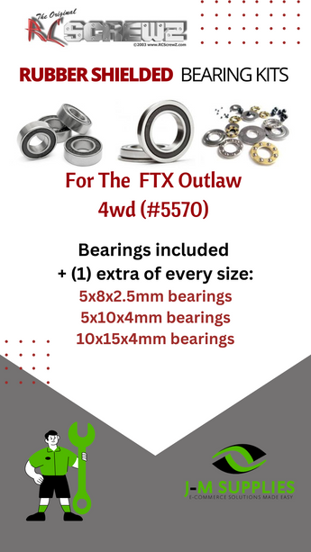 J-M SUPPLIES - RCScrewZ Rubber Shielded Bearing Kit ftx019r for FTX Outlaw 4WD Buggy (FTX5570) | RCX - 