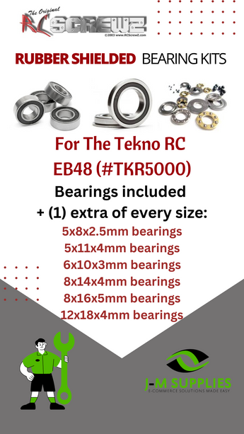 J-M SUPPLIES RC Parts Store - RCScrewZ Rubber Shielded Bearing Kit tek001r for Tekno RC EB48 #TKR5000 RC Car | PRO