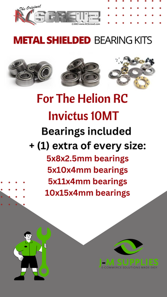 J-M SUPPLIES - RCScrewZ Metal Shielded Bearing Kit helrc001b for Helion RC Invictus 10MT RC | SET - 