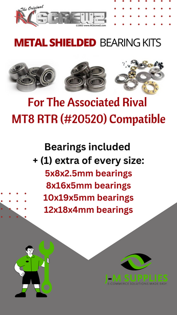 J-M SUPPLIES - RCScrewZ Metal Shielded Bearings asc133b for Team Associated Rival MT8 RTR 1/8 Truck (#20520) | PRO - 
