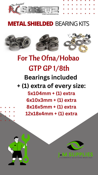 J-M SUPPLIES RC Parts Store - RCScrewZ Metal Shielded Bearing Kit ofn088b for Ofna/Hobao GTP GP 1/8 Nitro Onroad Racing Car | PRO