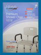 Rhythm Healthcare Portable Bath Seat & Shower Chair, White, with Backrest, Padded Arms, Aluminum