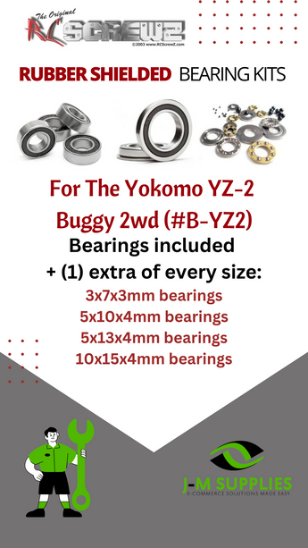 J-M SUPPLIES RC Parts Store - RCScrewZ Rubber Shielded Bearing Kit yok018r for Yokomo YZ-2 Buggy 2wd #B-YZ2 RC Car | SET