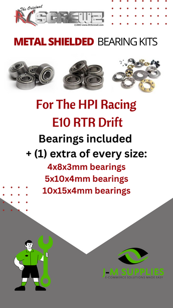 J-M SUPPLIES - RCScrewZ Metal Shielded Bearing Kit hpi063b for HPI Racing E10 RTR Drift RC Car | SET - 