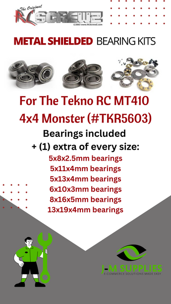 J-M SUPPLIES RC Parts Store - RCScrewZ Metal Shielded Bearing kit tek013b for Tekno RC MT410 4x4 Monster Truck (#TKR5603) | PRO