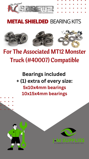 J-M SUPPLIES RC Parts Store - RCScrewZ Metal Shielded Bearings asc134b for Associated MT12 Monster Truck 40007 RC Car | PRO