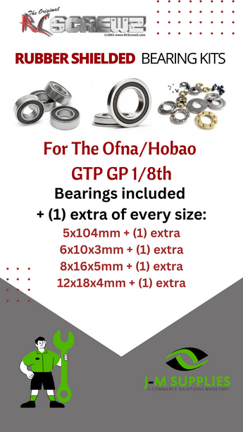 J-M SUPPLIES RC Parts Store - RCScrewZ Rubber Shielded Bearing Kit ofn088r for Ofna/Hobao GTP GP 1/8 Nitro Onroad Racing Car | PRO