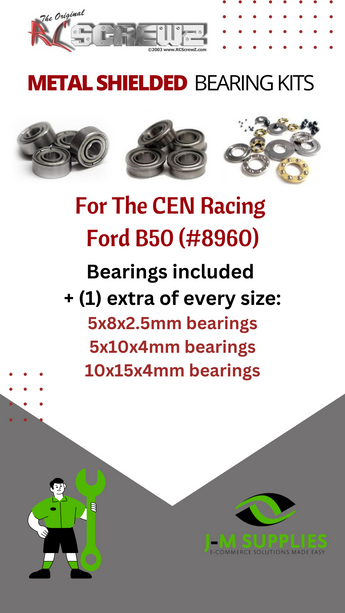 J-M SUPPLIES - RCScrewZ Metal Shielded Bearing Kit cen032b for CEN Racing Ford B50 #8960 RC Car | SET - 