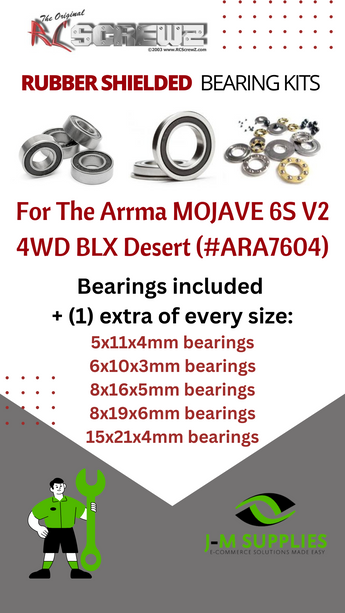 J-M SUPPLIES - RCScrewZ Rubber Shielded Bearings ara049r for Arrma MOJAVE 6S V2 4WD BLX 1/7 (#ARA7604) Truck | PRO - ara049r