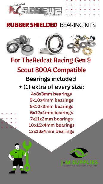 J-M SUPPLIES RC Parts Store - RCScrewZ Rubber Shielded Bearing Kit rer079r for Redcat Racing Gen 9 Scout 800A Rock Crawler | UPG