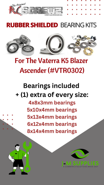 J-M SUPPLIES RC Parts Store - RCScrewZ Rubber Shielded Bearings vat011r for Vaterra K5 Blazer Ascender 1986 1/10 #VTR03023 | UPG