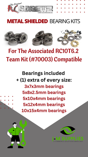J-M SUPPLIES RC Parts Store - RCScrewZ Metal Shielded Bearings asc132b for Associated RC10T6.2 Team Kit 1/10 Truck (70003) | PRO