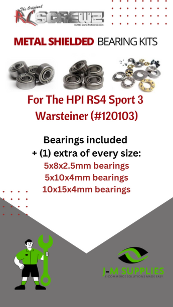 J-M SUPPLIES - RCScrewZ Metal Shielded Bearings hpi098b for HPI RS4 Sport 3 Warsteiner #120103 RC Car | PRO - hpi098b