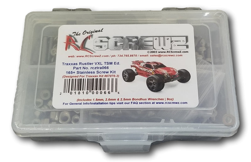 RCScrewZ Stainless Steel Screw Kit tra066 for Traxxas Rustler VXL TSM 1/10 Electric 2WD Stadium Truck (67076-3) | SET