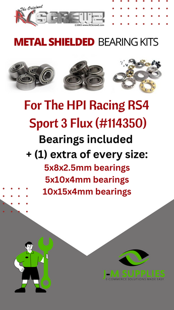 J-M SUPPLIES - RCScrewZ Metal Shielded Bearings hpi084b for HPI Racing RS4 Sport 3 Flux (#114350) | UPG - 