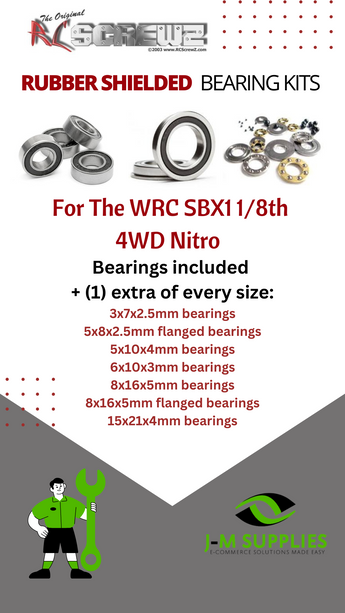J-M SUPPLIES RC Parts Store - RCScrewZ Rubber Shielded Bearing Kit wirc001r for WIRC Racing SBX1 1/8 4WD Nitro RC Car | RCX