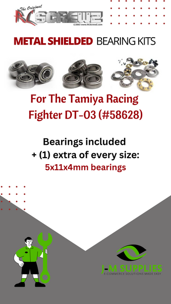 J-M SUPPLIES RC Parts Store - RCScrewZ Metal Shielded Bearing Kit tam205b for Tamiya Racing Fighter DT-03 1/10 Electric 2WD Off-Road Buggy (#58628) | UPG