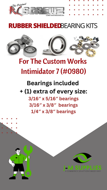 J-M SUPPLIES - RCScrewZ Rubber Shielded Bearing Kit cus010r for Custom Works Intimidator 7 0980 RC Car | SET - 