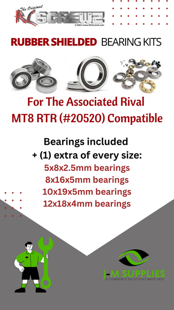 J-M SUPPLIES - RCScrewZ Rubber Shielded Bearings asc133r for Team Associated Rival MT8 RTR 1/8 Truck (#20520) | PRO - 