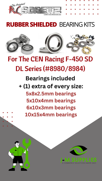 J-M SUPPLIES - RCScrewZ Rubber Shielded Bearings cen031r for CEN Racing F-450 SD DL Series Truck (#8980/8984) | RCX - 