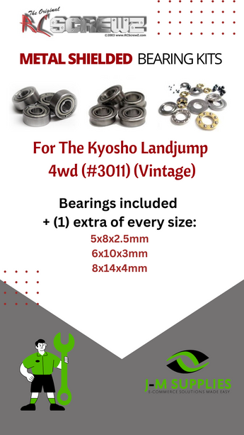 J-M SUPPLIES - RCScrewZ Metal Shielded Bearings kyo028b for Kyosho Landjump 4WD 1/8 Buggy (Vintage) (#3011) | SET - 
