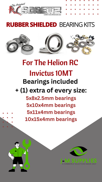 J-M SUPPLIES - RCScrewZ Rubber Shielded Bearing Kit helrc001r for Helion RC Invictus 10MT RC | SET - 