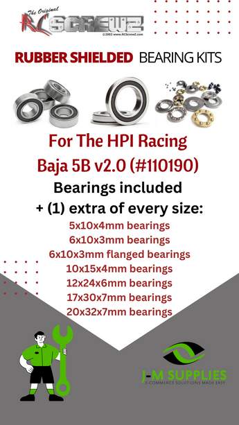 J-M SUPPLIES - RCScrewZ Rubber Shielded Bearing Kit hpi056r for HPI Racing Baja 5B v2.0 RTR (#110190) | SET - 