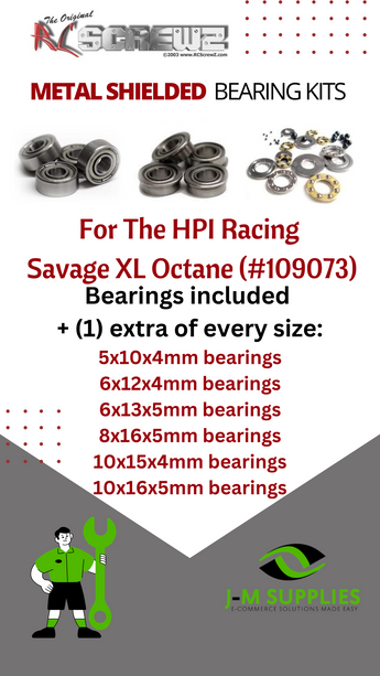 J-M SUPPLIES - RCScrewZ Metal Shielded Bearings hpi079b for HPI Racing Savage XL Octane #109073 RC | UPG - 