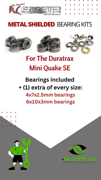 J-M SUPPLIES - RCScrewZ Metal Shielded Bearing Kit dur025b for Duratrax Mini Quake SE RC Car | SET - 
