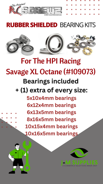 J-M SUPPLIES - RCScrewZ Rubber Shielded Bearings hpi079r for HPI Racing Savage XL Octane 109073 RC | SET - 