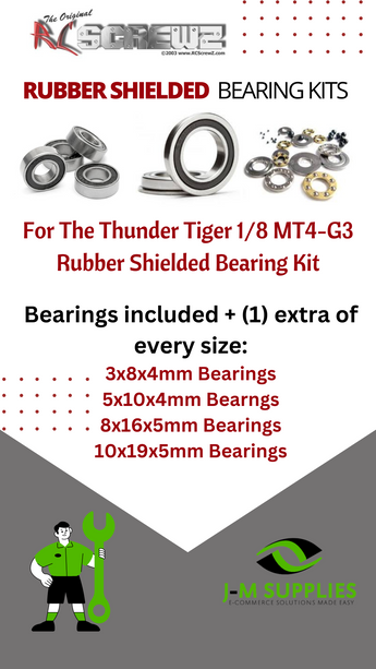 J-M SUPPLIES RC Parts Store - RCScrewZ Rubber Shielded Bearing Kit thu038r for Thunder Tiger 1/8 MT4-G3 RC Car | UPG