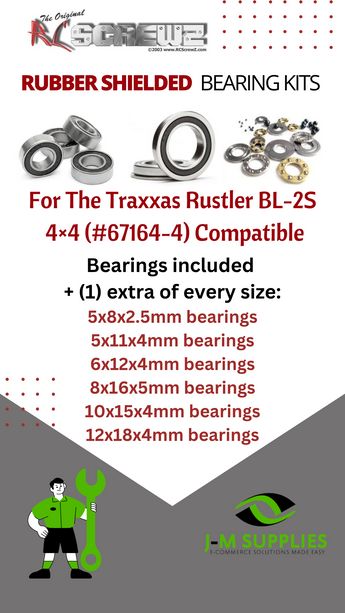 J-M SUPPLIES RC Parts Store - RCScrewZ Rubber Shielded Bearings tra115r for Traxxas Rustler BL-2S 1/10 Electric 4WD Stadium Truck (#67164-4) | SET